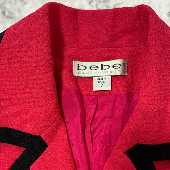 VTG Y2K bebe Fuscia Pink Blazer with Black Trim 2 - Picture 8 of 16